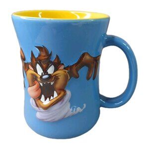 Looney Tunes Tasmanian Devil TAZ 3d Coffee Mug Tea Cup Vintage Stoneware Blue